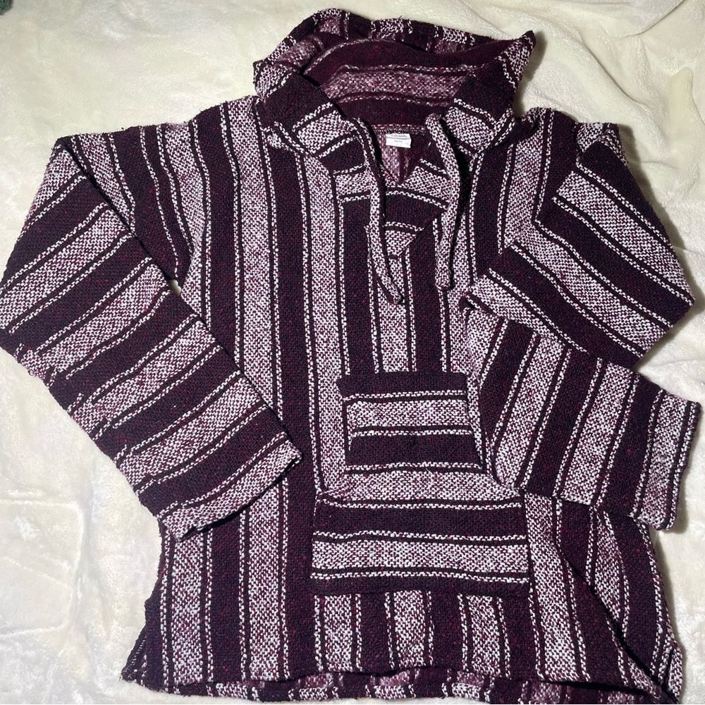 Artesanías Baja Hoodie XL Drug Rug Black White Red Pullover Beach Jacket